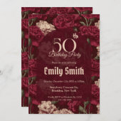 Chic Carnation Charm Birthday Present 招待状 (正面/裏面)