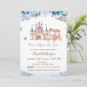Chic Castle,Carriage Blue Flowers Baby Shower 招待状 (スタンド正面)