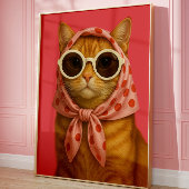 Chic Cat Funny Aesthetic Wall Art Print ポスター