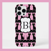 Chic Cat Monogram Pattern Customizable Initial iPhoneケース