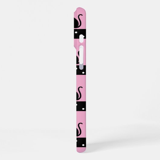 Chic Cat Monogram Pattern Customizable Initial iPhoneケース (左側面)