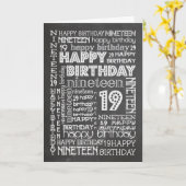 Chic Chalkboard Age-specific 19番目の誕生日カード カード (黄色い花)