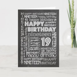 Chic Chalkboard Age-specific 19番目の誕生日カード カード