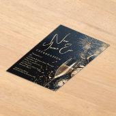 Chic Champagne and Clocks New Year's Eve アクリル招待状 (レイダウン)