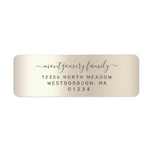 Chic Champagne Metallic Family Return Address ラベル