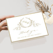 Chic Champagne Monogram, Gold Frame Wedding サンキューカード