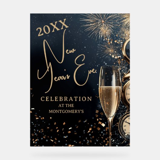 Chic Champagne Time New Year's Eve Party アクリルサイン (正面)