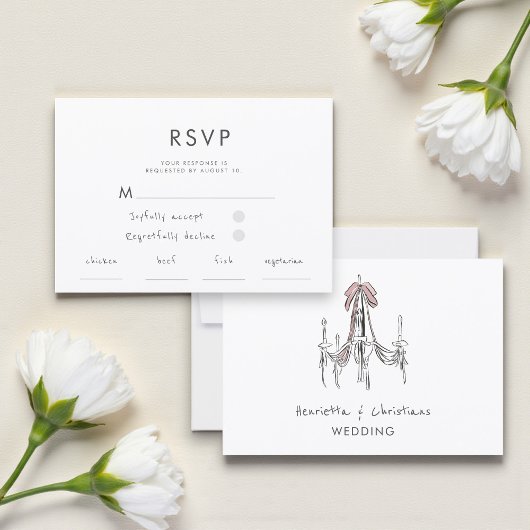 Chic Chandelier Watercolor Wedding RSVP Card