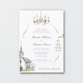Chic Chapel Sketch Wedding website QR 招待状
