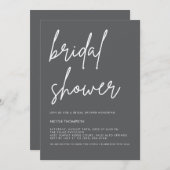Chic Charcoal Modern Bridal Shower Invitation 招待状 (正面/裏面)