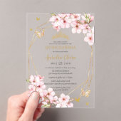 Chic Cherry Blossoms Floral Quinceañera Sweet 16 アクリル招待状 (インサイチュ (ポータブル))