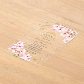 Chic Cherry Blossoms Floral Quinceañera Sweet 16 アクリル招待状 (レイダウン)