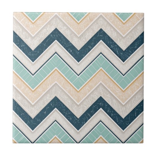 Chic Chevron Pattern Decorative 4.25" Square タイル (正面)