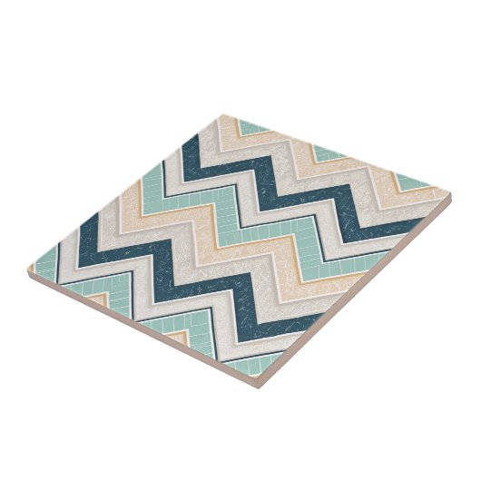 Chic Chevron Pattern Decorative 4.25" Square タイル (側面)