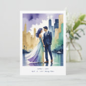 Chic Chicago Iconic Building Colorful Cityscape 招待状 (スタンド正面)