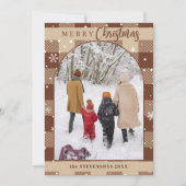 Chic Chocolate Buffalo Plaid Snowflakes Christmas シーズンカード (正面)