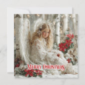 Chic Christmas angel red and gold classic greeting シーズンカード (正面)