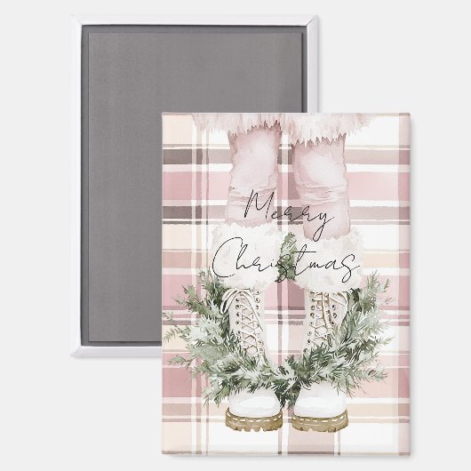Chic Christmas Blush Pink Legs Boots マグネット (正面/裏面)