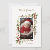 Chic Christmas Botanical Border Naming Ceremony 招待状 (正面)