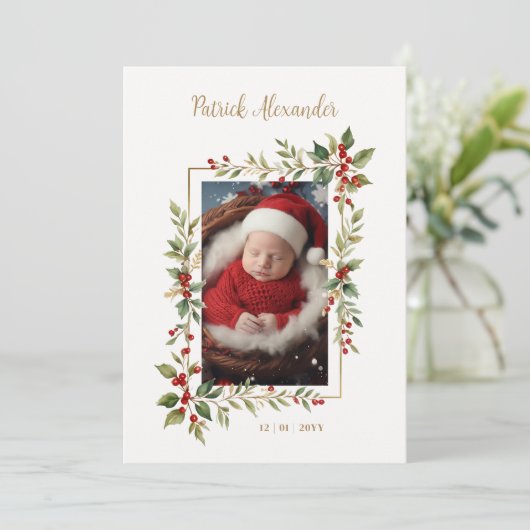 Chic Christmas Botanical Border Naming Ceremony 招待状 (スタンド正面)