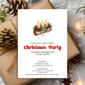 Chic Christmas Candles Pine Wreath Invite Card 招待状