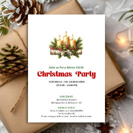 Chic Christmas Candles Pine Wreath Party Invite 招待状