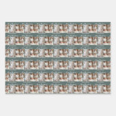 Chic Christmas Family Photo Collage Grey Green ラッピングペーパーシート (正面2)