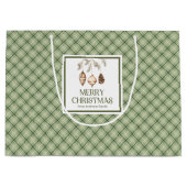 Chic Christmas Gift Bag Earthy Pastel Minimal ラージペーパーバッグ (正面)