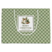 Chic Christmas Gift Bag Neutral Tones Nordic Style ラージペーパーバッグ (正面)