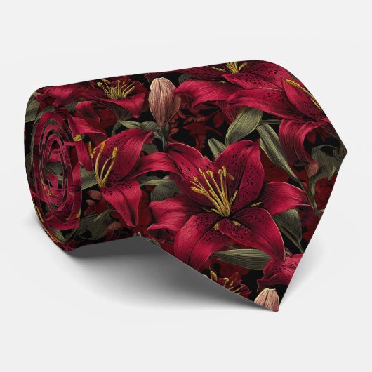 Chic Christmas Gift For Him Lilies Floral ネクタイ (ロール)