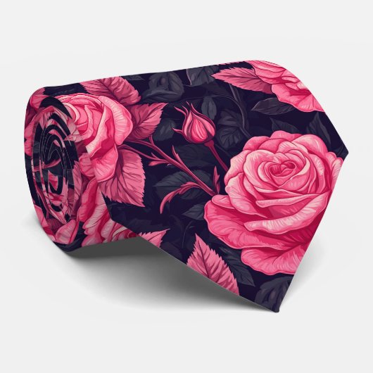 Chic Christmas Gift For Him Rose Flower ネクタイ (ロール)