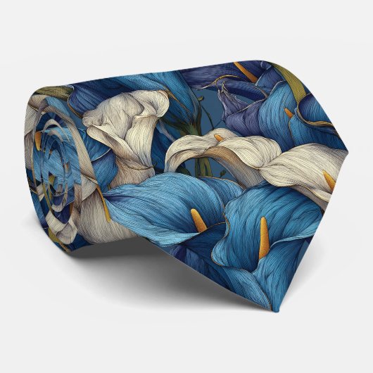 Chic Christmas Gift For Husband Calla Lilies Flora ネクタイ (ロール)