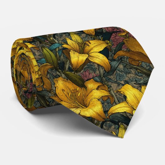 Chic Christmas Gift For Husband Lilies ネクタイ (ロール)