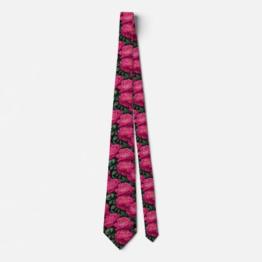 Chic Christmas Gift For Men Peonies Floral ネクタイ (正面)