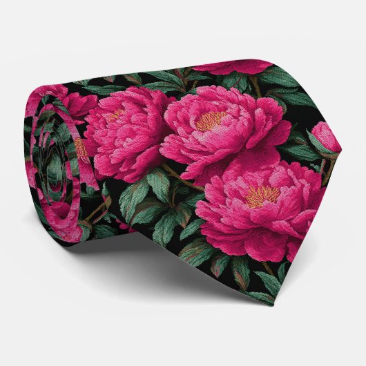 Chic Christmas Gift For Men Peonies Floral ネクタイ (ロール)