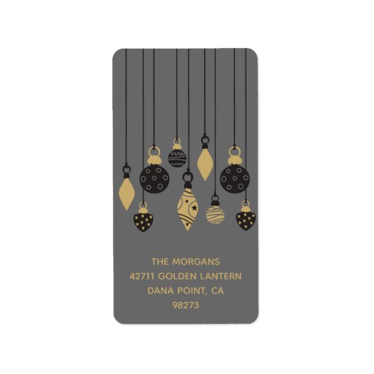 Chic Christmas Ornaments Holiday Address ラベル (正面)