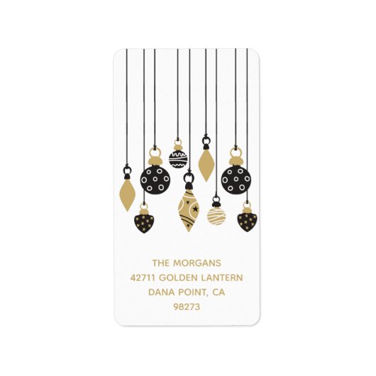 Chic Christmas Ornaments Holiday Address ラベル (正面)