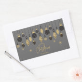 Chic Christmas Ornaments on Grey  長方形シール (封筒)