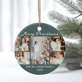 Chic Christmas Photo Collage Commemorative 2025 セラミックオーナメント