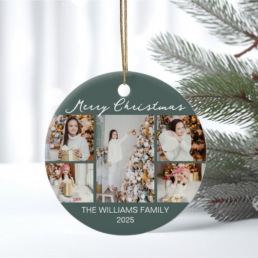 Chic Christmas Photo Collage Commemorative 2025 セラミックオーナメント