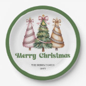 Chic Christmas Tree Editable Name Paper Plates ペーパープレート (正面)