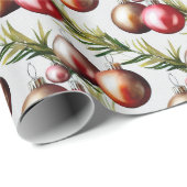 Chic Christmas Tree Ornaments Holiday ラッピングペーパー (ロールコーナー)