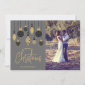Chic Christmas Tree Ornaments on Grey シーズンカード (正面)