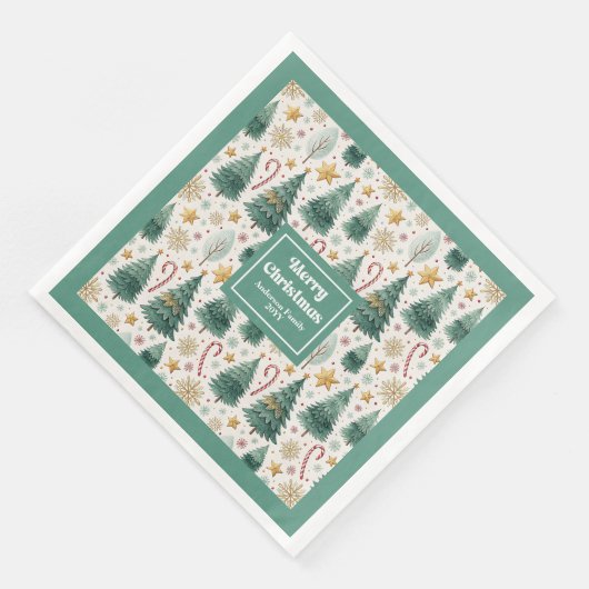 Chic Christmas Trees Earthy Holiday Paper Napkins (コーナー)