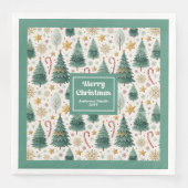 Chic Christmas Trees Earthy Holiday Paper Napkins (正面)
