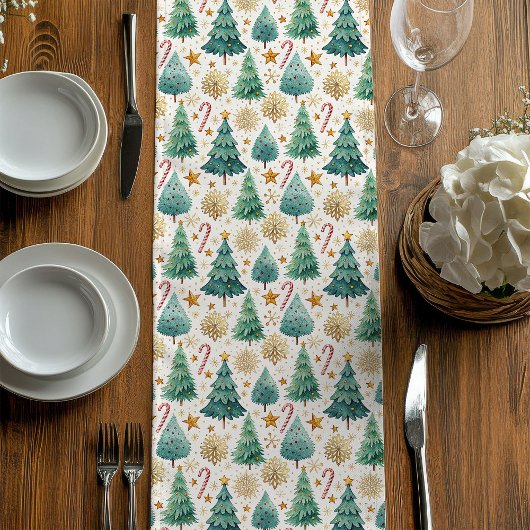 Chic Christmas Trees Holiday Dining Table Runner ミディアムテーブルランナー