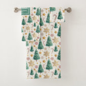 Chic Christmas trees red green festive bath towel バスタオルセット (インサイチュ)