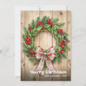 Chic Christmas wreath watercolor festive greeting  シーズンカード (正面)