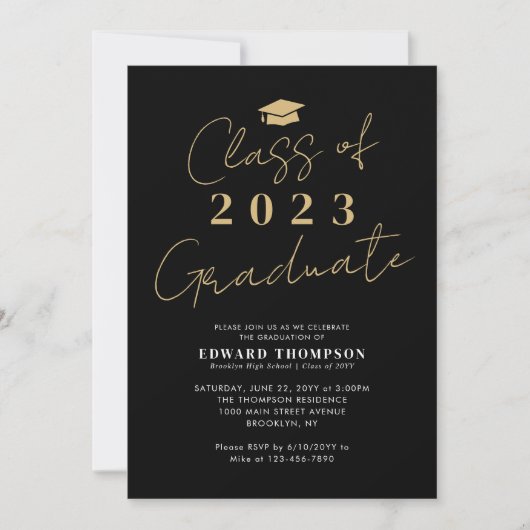 Chic Class of 2023 Photo Graduate Graduation Party 招待状 (正面)