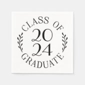Chic Class Of 2025卒業白黒タイポグラフィ スタンダードカクテルナプキン (正面)